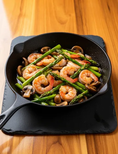 Shrimp and Asparagus Stir-Fry with Mushrooms