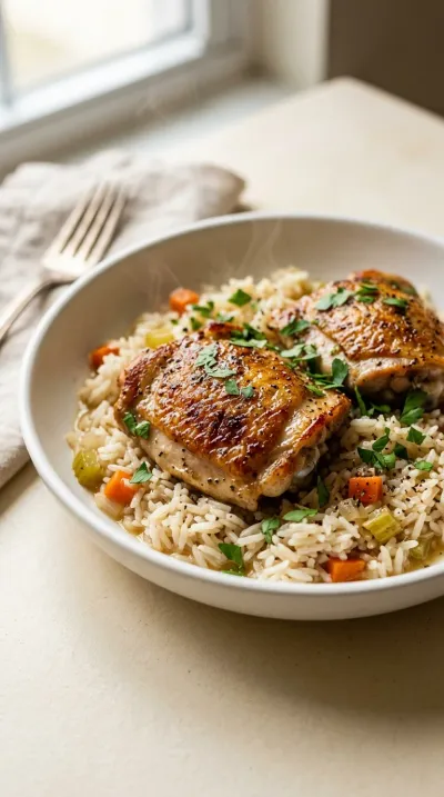 Chicken Thighs and Rice – Quick Easy Dinner