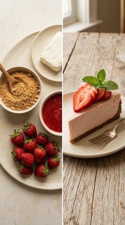 Creamy Strawberry Cheesecake - ready to serve