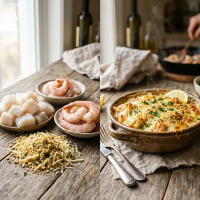 Delicious Seafood Gratin – Simple Healthy Dinner - cooking process