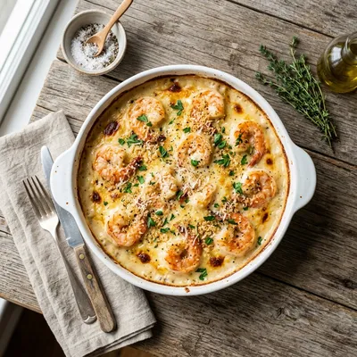 Seafood Gratin: Simple Healthy Dinner - ready to serve