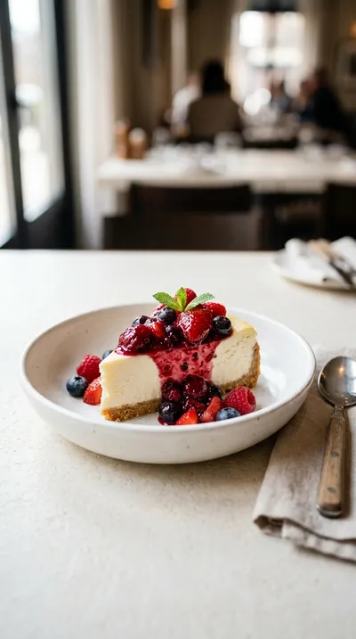 Creamy Cheesecake with Berry Compote