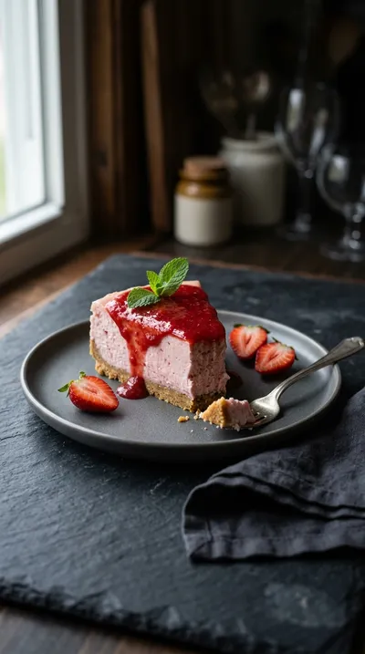 Strawberry Cheesecake with Strawberry Sauce