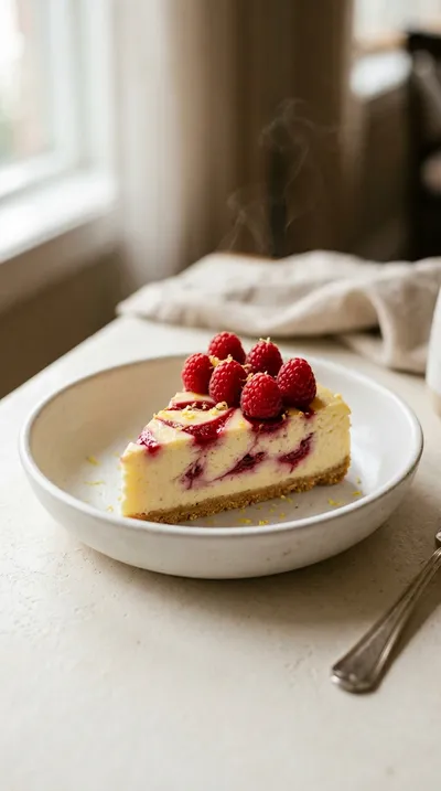 Lemon Raspberry Swirl Cheesecake