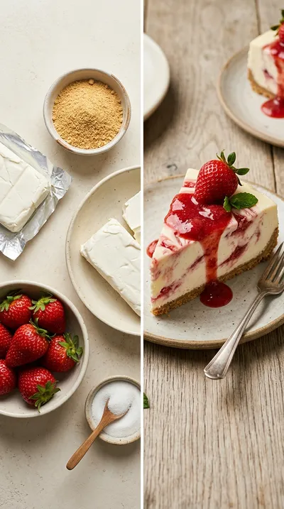 Strawberry Swirl Cheesecake – Easy No‑Bake Dessert - ready to serve