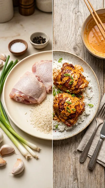 Skillet Bang Bang Chicken Thighs - ready to serve
