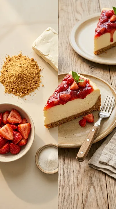 Easy Strawberry Cheesecake: Simple Creamy Dessert - ready to serve