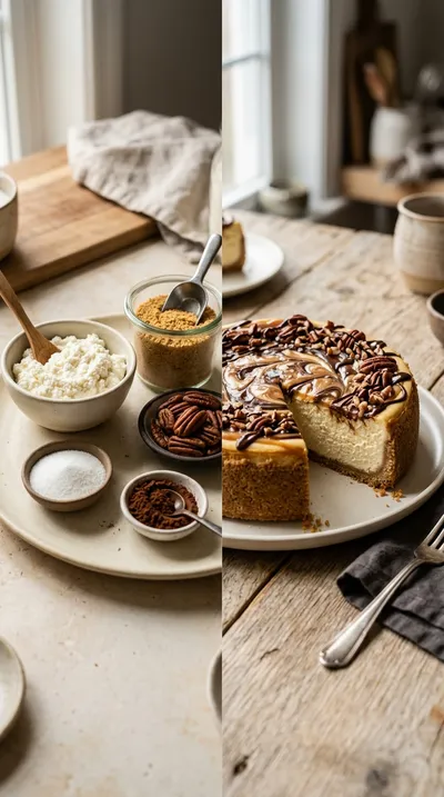 Turtle Cheesecake with Caramel and Chocolate - ready to serve