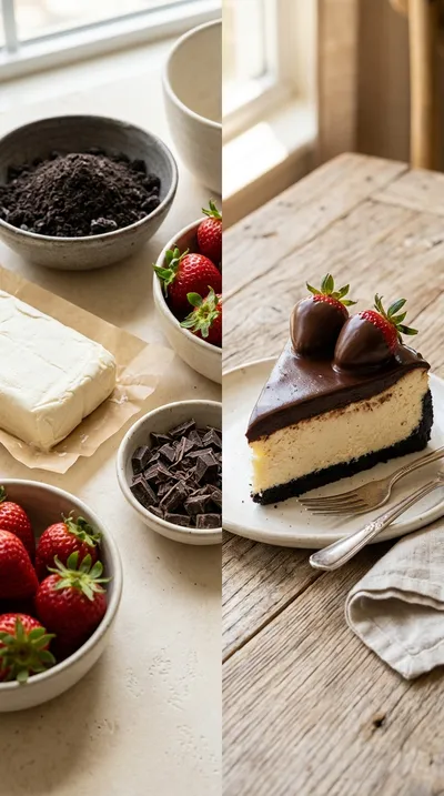 Chocolate Covered Strawberry Cheesecake - ready to serve