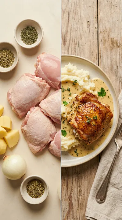 Creamy Oven Baked Chicken Thighs - ready to serve