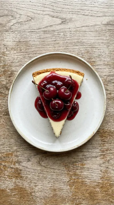 New York Cherry Cheesecake with Rich Cherry Drizzle - cooking process