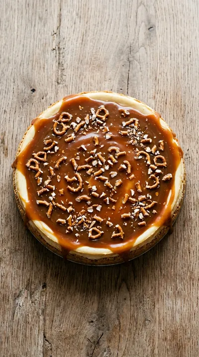 Salted Caramel Pretzel Cheesecake - cooking process