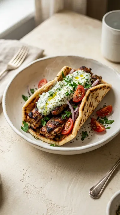 Greek Chicken Gyros with Tzatziki