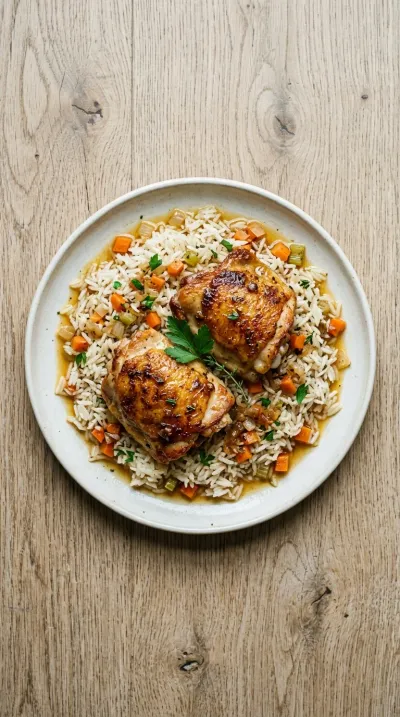 Chicken Thighs and Rice – Quick Easy Dinner - cooking process