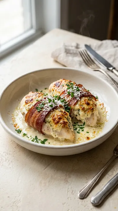 Baked Chicken Breast with Cream Cheese and Turkey Bacon