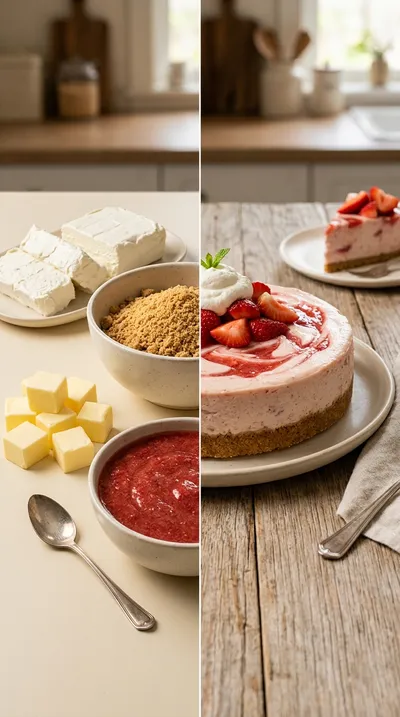 Strawberry Cheesecake for Weekend Dessert - ready to serve