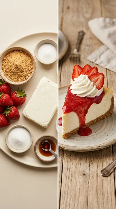 Best Strawberry Cheesecake with Whipped Cream & Sauce - ready to serve