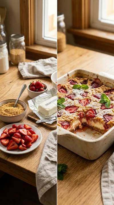 Strawberry Cream Cheese Dump Cake - ready to serve