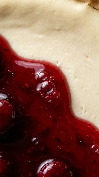 New York Cherry Cheesecake with Rich Cherry Drizzle - ingredients preparation