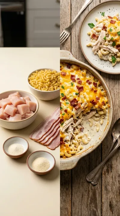 Chicken Bacon Ranch Pasta Casserole - ready to serve
