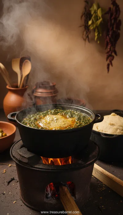 Afang Soup With Eba - Authentic Nigerian Recipe - cooking process