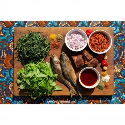 Afang Soup With Eba - Authentic Nigerian Recipe - ingredients preparation