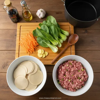Asian Dumpling Potsticker Soup - Cozy Warm Classic - cooking process