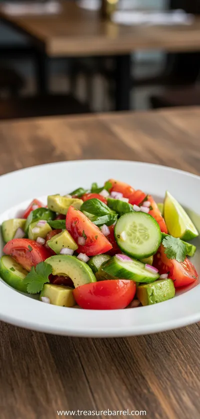 Avocado Tomato Cucumber Salad Recipe - ready to serve