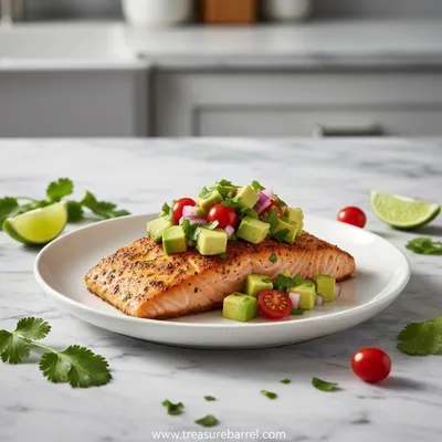 Baked Cilantro Lime Salmon With Avocado Salsa