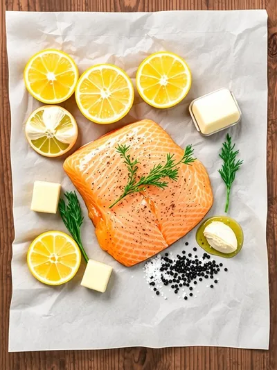 Baked Lemon Garlic Butter Salmon - ingredients preparation