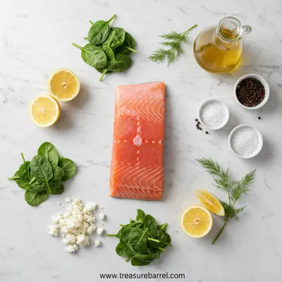 Baked Stuffed Salmon With Spinach And Feta - cooking process