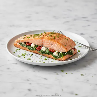 Baked Stuffed Salmon With Spinach And Feta