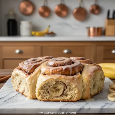Banana Bread Cinnamon Rolls with Cream Cheese Frosting