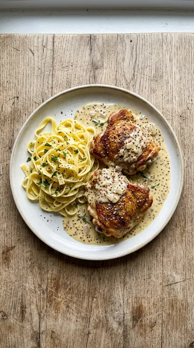 French Mustard Chicken – Classic Poulet à la Moutarde - ingredients preparation