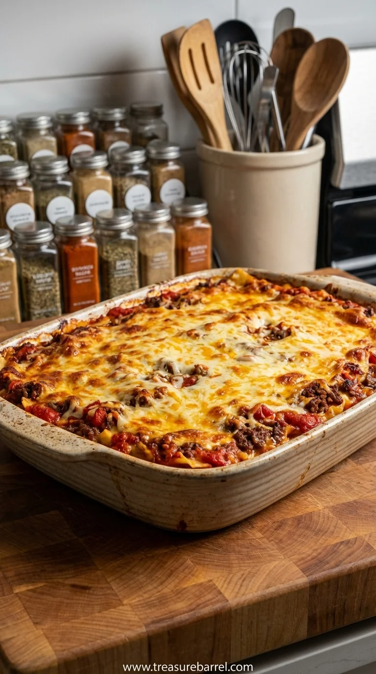 Beef Lombardi Casserole Recipe - Cozy Family Meal - feature image