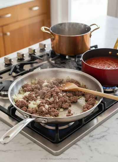Beef Stuffed Shells – Creamy Ricotta Filling - cooking process