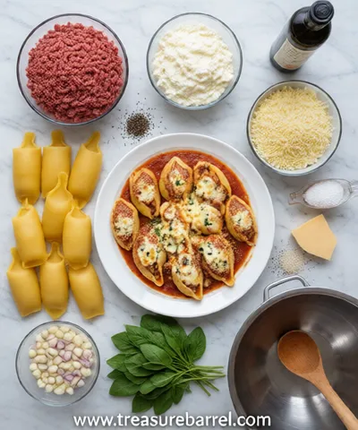 Beef Stuffed Shells – Creamy Ricotta Filling - ingredients preparation