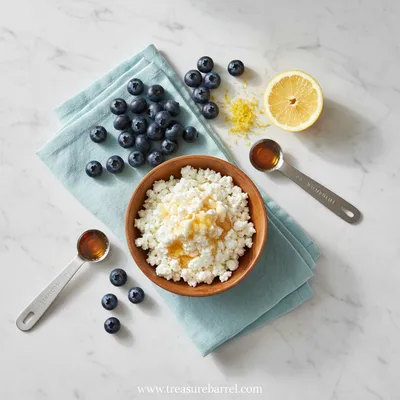 Blueberry Lemon Zest Cottage Cheese Bites - ingredients preparation