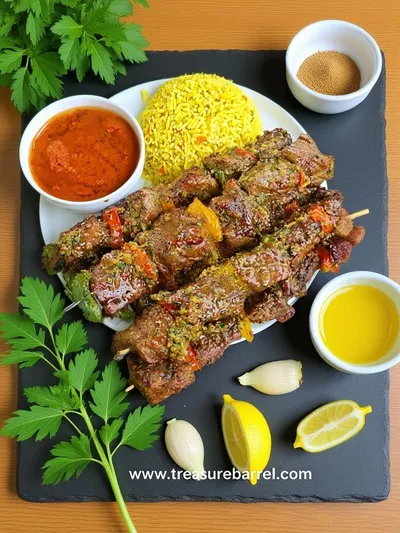 Brochettes De Mouton Et Riz Jaune - cooking process