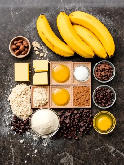 Brown Butter Chocolate Chip Banana Bread - ingredients preparation