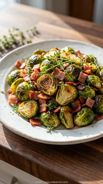 Brussels Sprouts with Turkey Bacon: Savory Side Dish - ready to serve