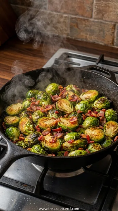 Brussels Sprouts with Turkey Bacon: Savory Side Dish - cooking process