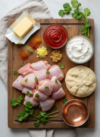 Butter Chicken with Naan - cooking process
