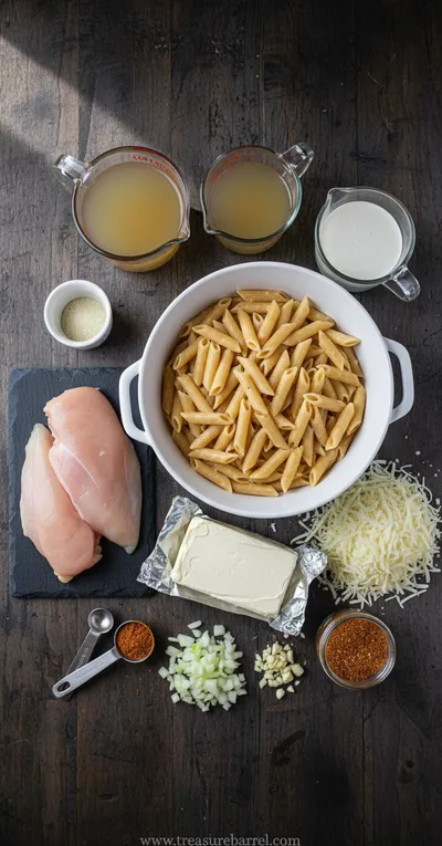Cajun Cream Cheese Chicken Pasta Bake Recipe - cooking process