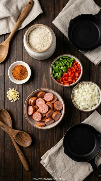 Cajun Sausage and Rice Skillet: One-Pan Dinner in 30 Minutes - ingredients preparation