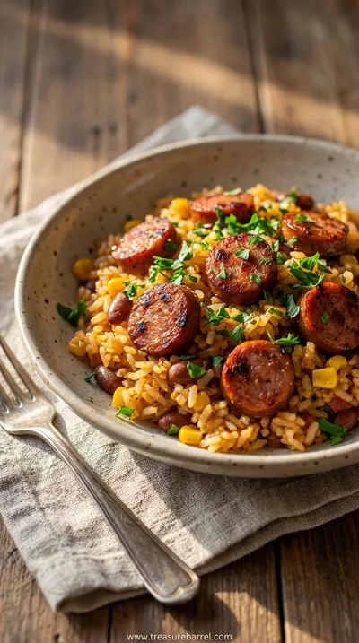 Cajun Sausage and Rice Skillet: One-Pan Dinner in 30 Minutes - ready to serve