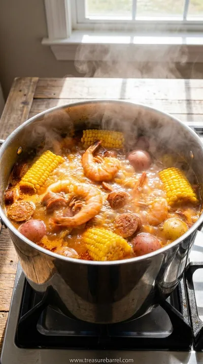 Cajun Seafood Boil with Garlic Butter Sauce - cooking process