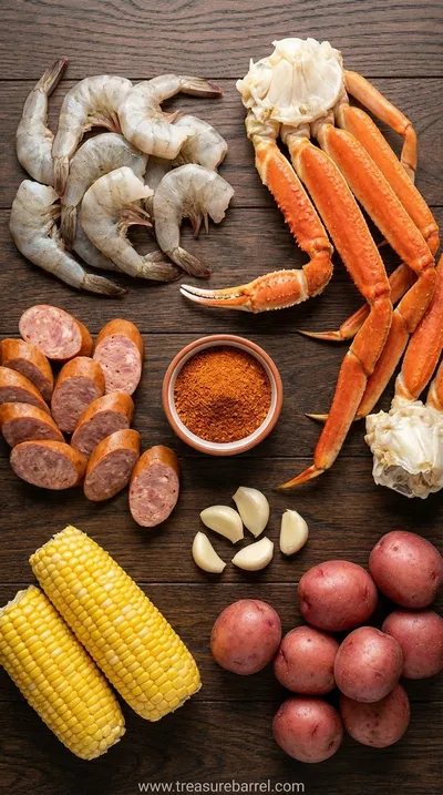 Cajun Seafood Boil with Garlic Butter Sauce - ingredients preparation