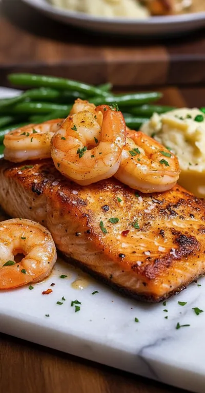 Cajun Shrimp and Salmon with Garlic Cream Sauce