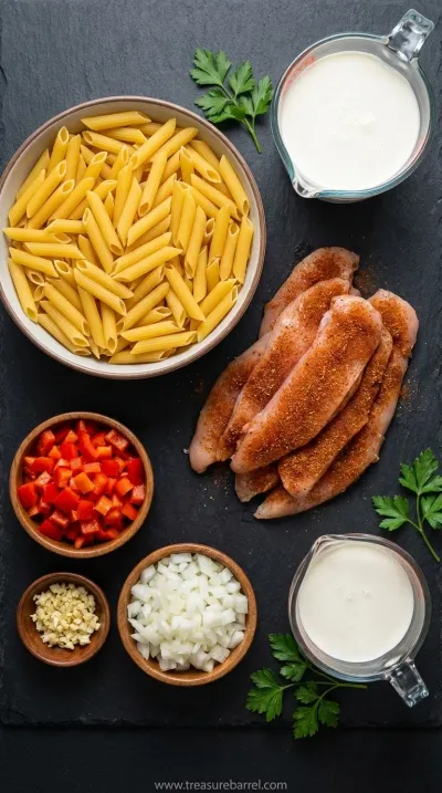 Cajun Chicken Pasta Recipe: Easy Family Dinner - ingredients preparation